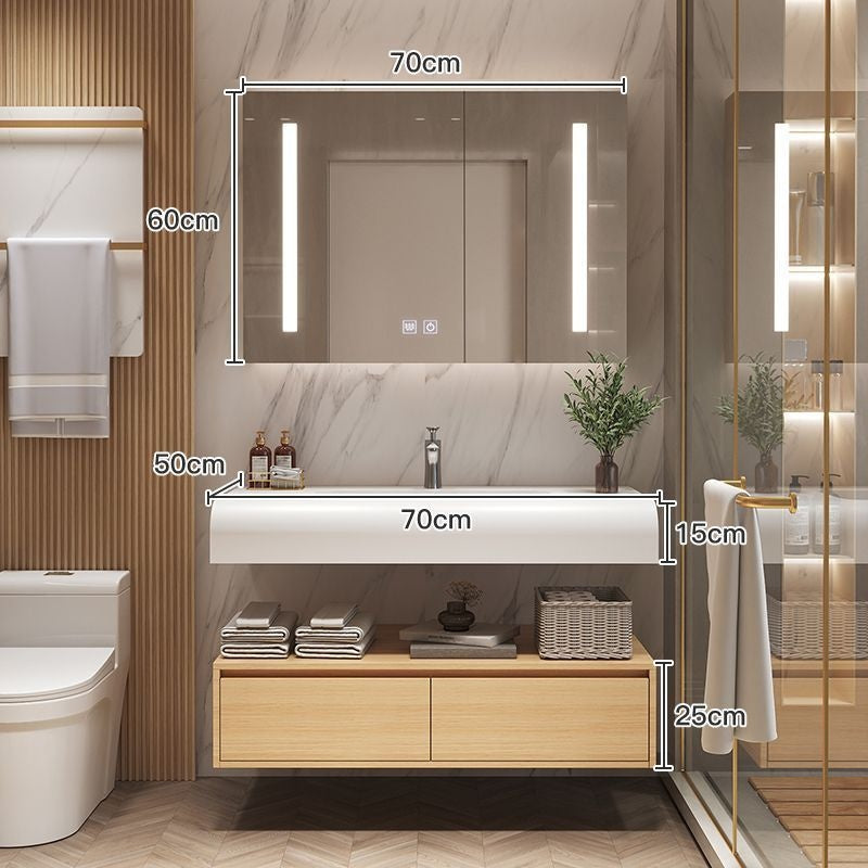 QW- Solid Wood Storage Smart Mirror Cabinet Bathroom Sink Set