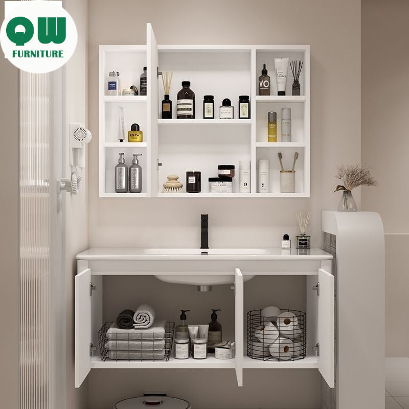 QW- Basin space aluminum integrated basin cabinet, bathroom mirror, storage cabinet