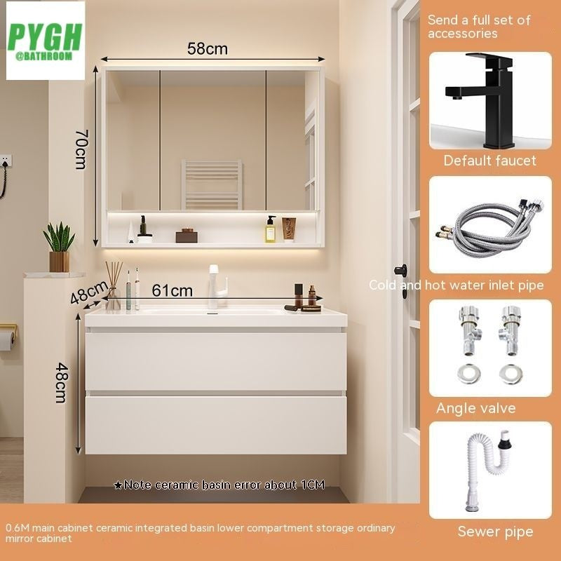 QW- White Storage Smart Mirror Cabinet, Bathroom Sink