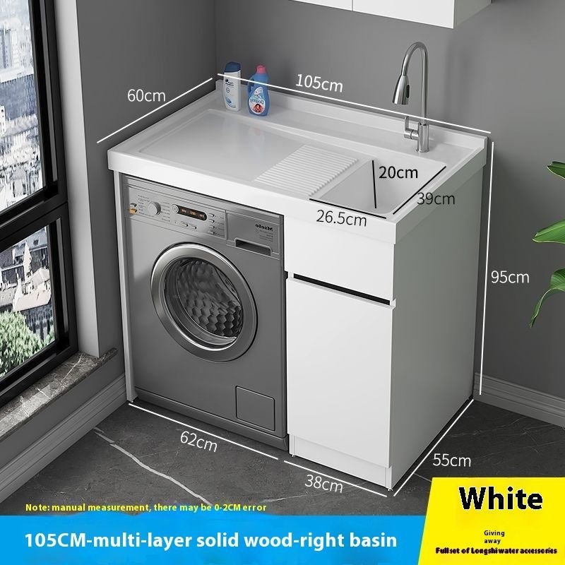 QW- Genuine Wooden Storage Cabinet Bathroom Sink Set Washing Machine Table