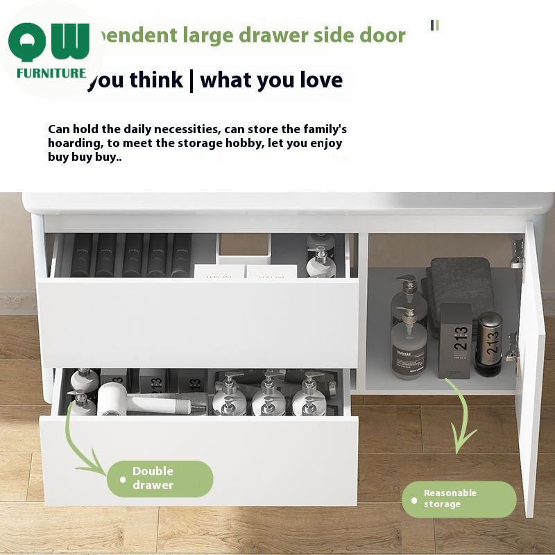 Set Kabinet Pintar Logam Aluminium QW- dengan Singki Bilik Mandi 