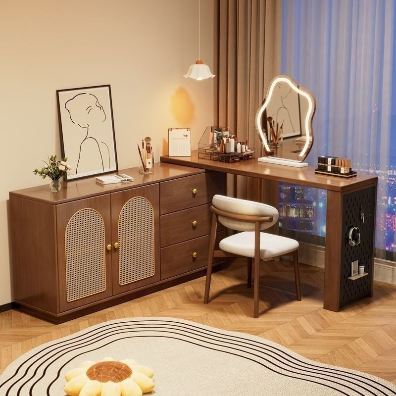 Solid Wood Mirror One Cabinet, Modern Bedside Table, Dressing Table