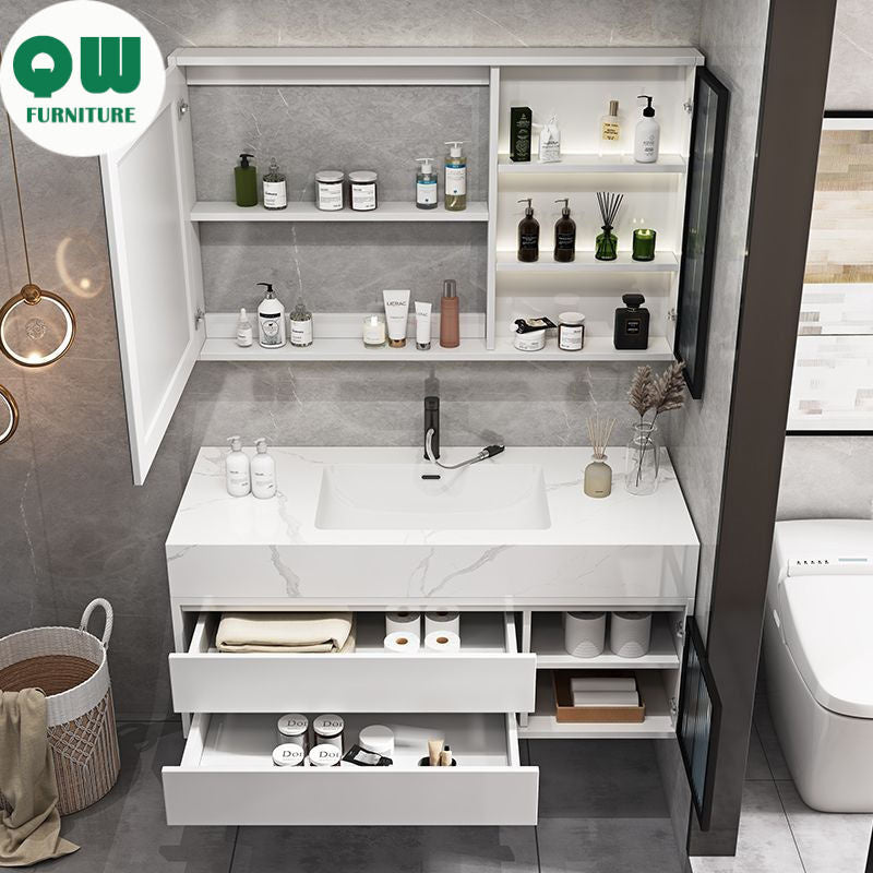 QW- Smart Bathroom, Mirror Bathroom Storage Cabinet, Basin Set