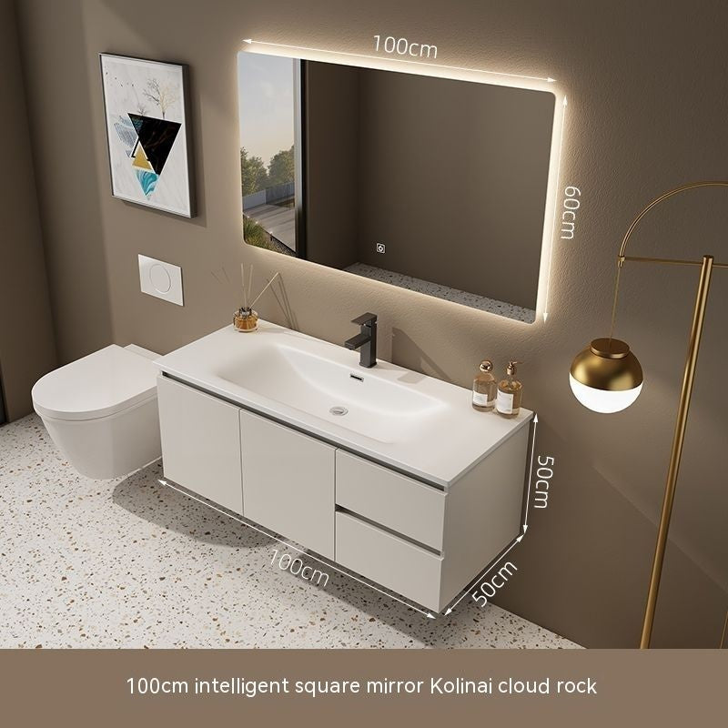 QW- Washbasin with Smart Mirror Bathroom, Real Wood Storage Cabinet in the Bathroom