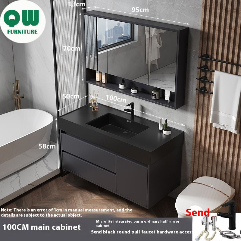 QW- Smart Glass Real Wood Storage Cabinet, Nano Bathroom Sink