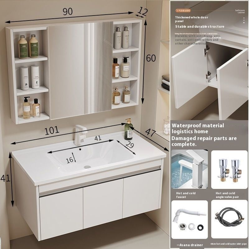 QW- alloy Aluminum makes a storage cabinet for the bathroom, mirror cabinet, and sink set.