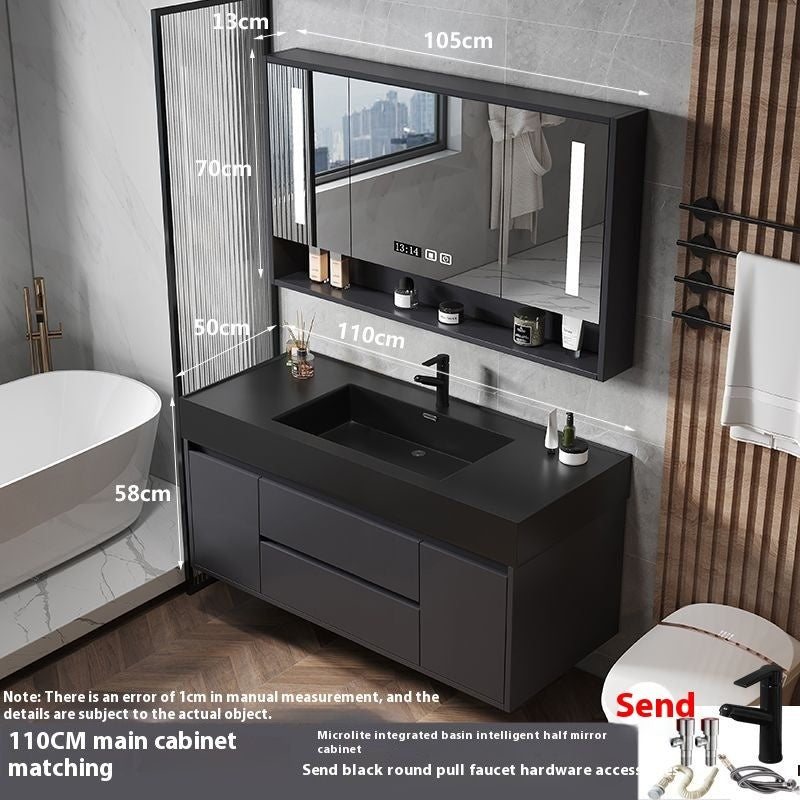 QW- Smart Glass Real Wood Storage Cabinet, Nano Bathroom Sink