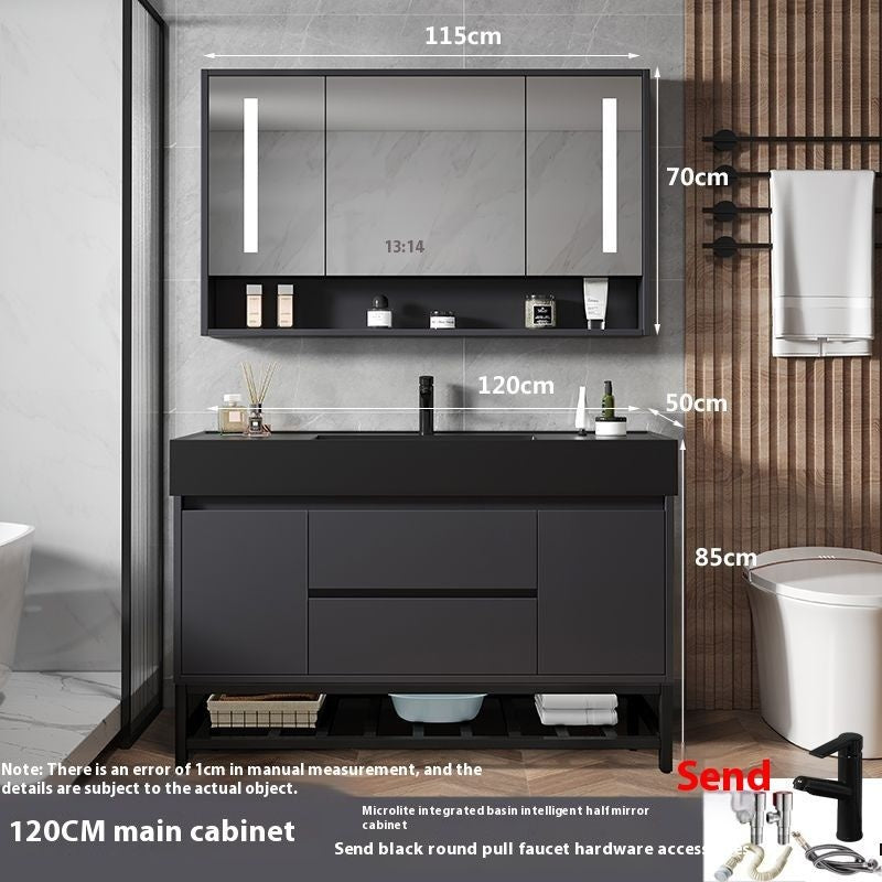 QW- Smart Glass Real Wood Storage Cabinet, Nano Bathroom Sink