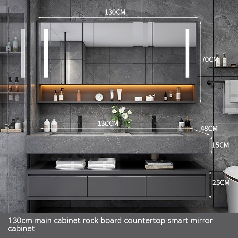 QW- Solid Wood Smart Glass Cabinet, Bathroom Sink