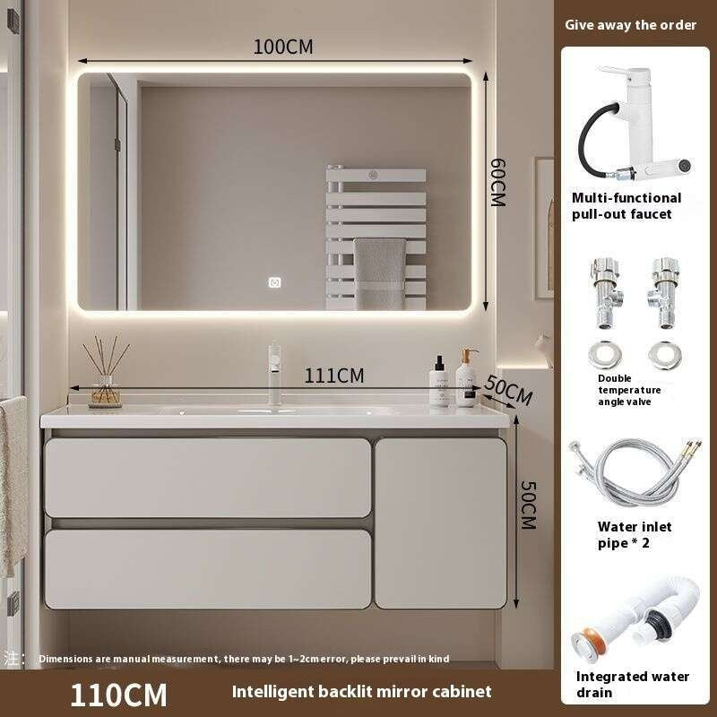 QW- Real wood storage cabinet smart mirror in the bathroom, bathroom sink