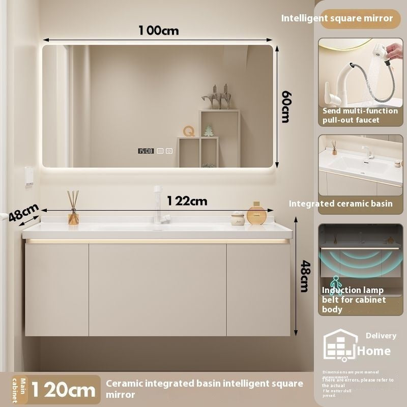 QW- Bathroom storage made from real wood, smart mirror cabinet in the bathroom, bathroom sink