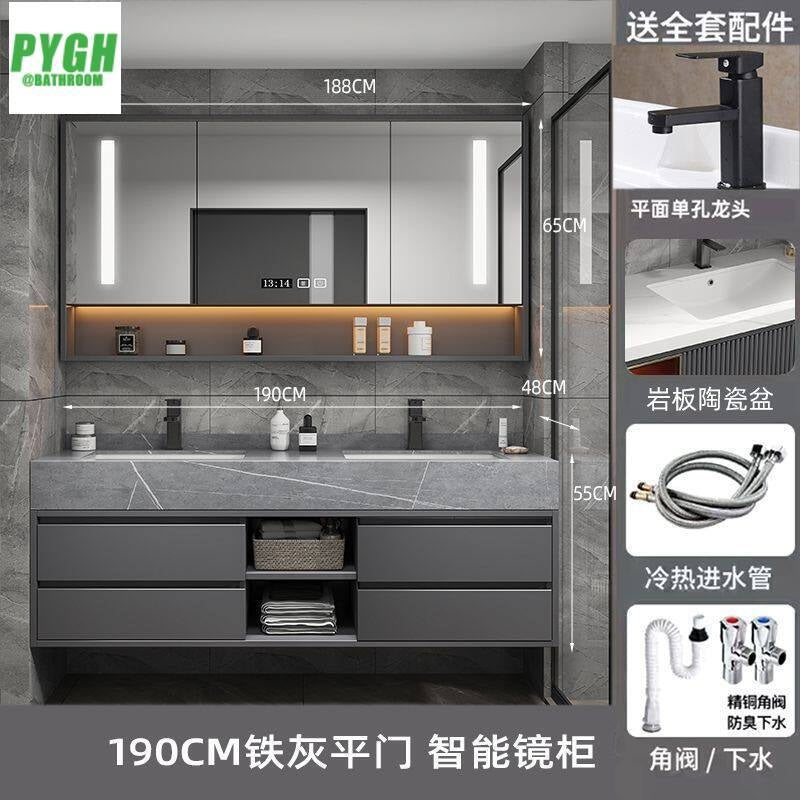 QW- Real wood storage smart mirror bathroom, sink cabinet for bathroom
