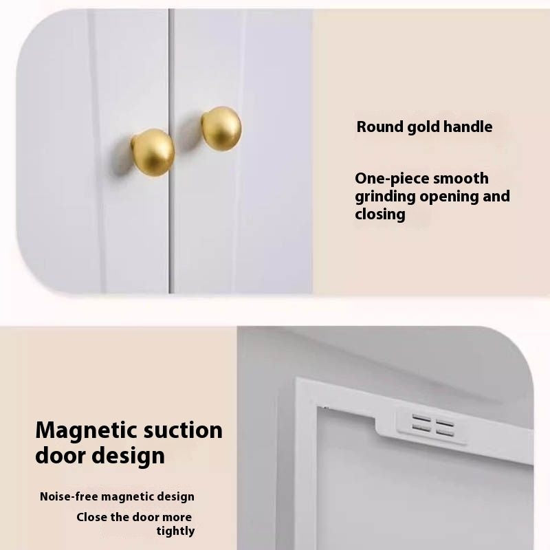 Cream Windbreaker Bedroom Home Iron Wardrobe Three-Door Storage Cabinet Easy Combination