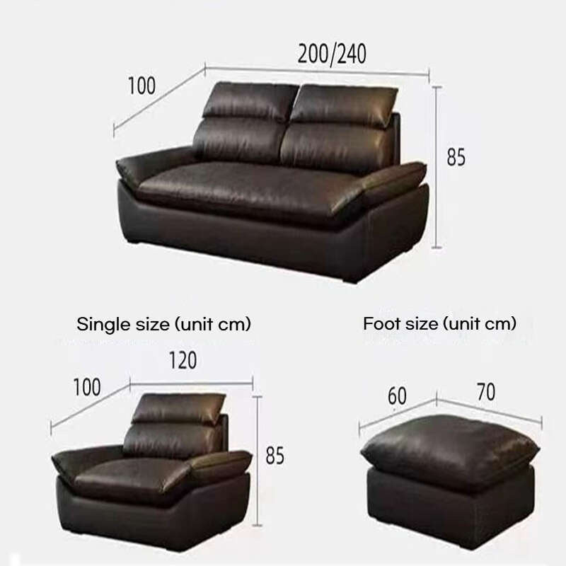 Ruang tamu belayar tinggi, sofa kulit mewah Itali, cahaya