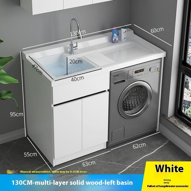 QW- Genuine Wooden Storage Cabinet Bathroom Sink Set Washing Machine Table