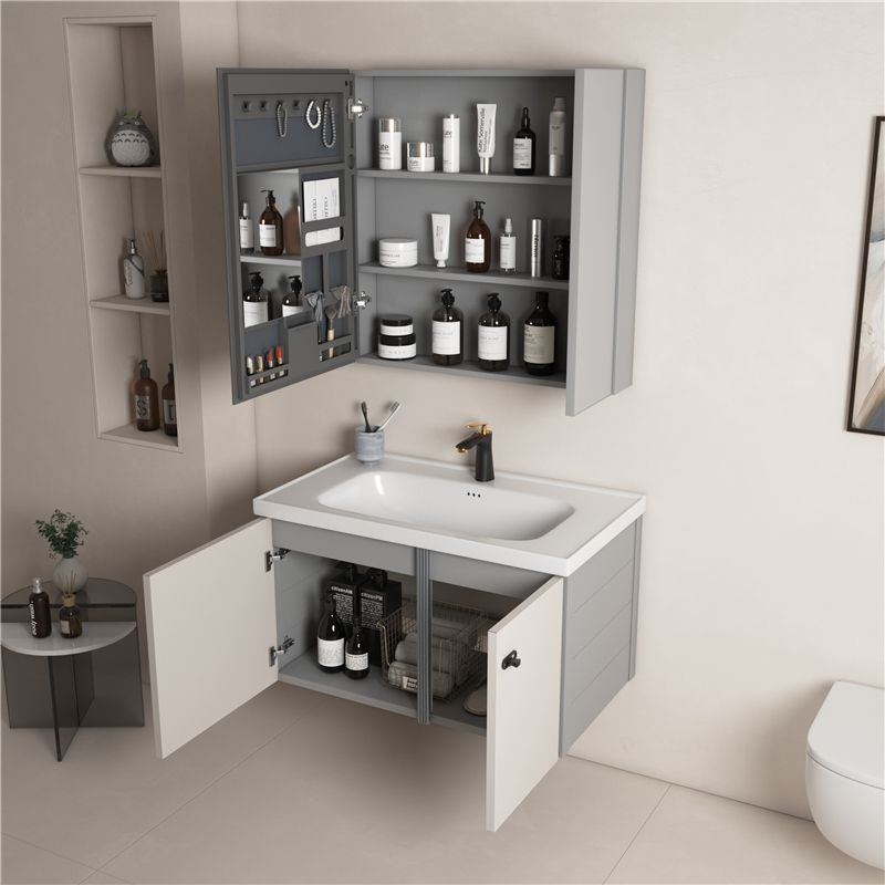 Kabinet simpanan bilik mandi pintar cermin keluli tahan karat aluminium QW- 