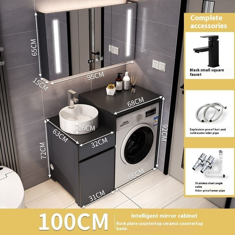 QW- Aluminum Storage Cabinet Bathroom Sink Set Washing Machine Table