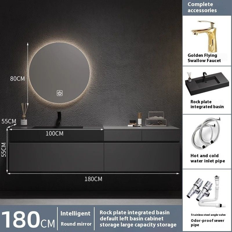 QW- Custom-made Luxury Storage Cabinet Smart Glass Bathroom Basin Set