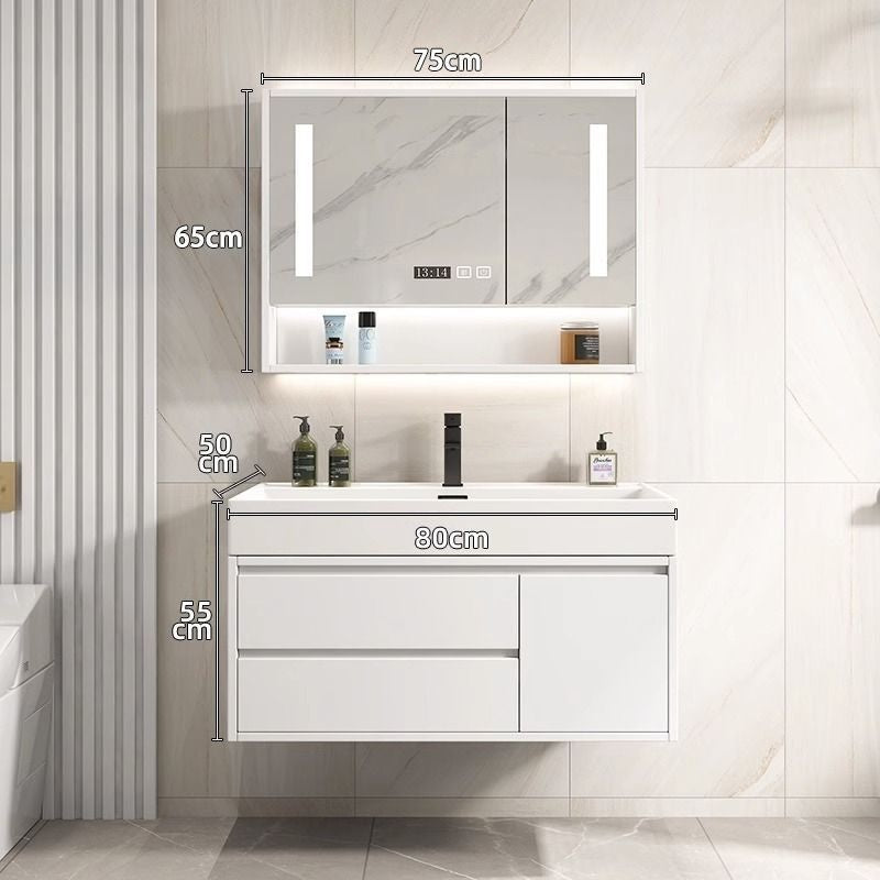 Kabinet Kaca Pintar Singki Putih QW-, Kabinet Penyimpanan Bilik Mandi Kayu Asli 