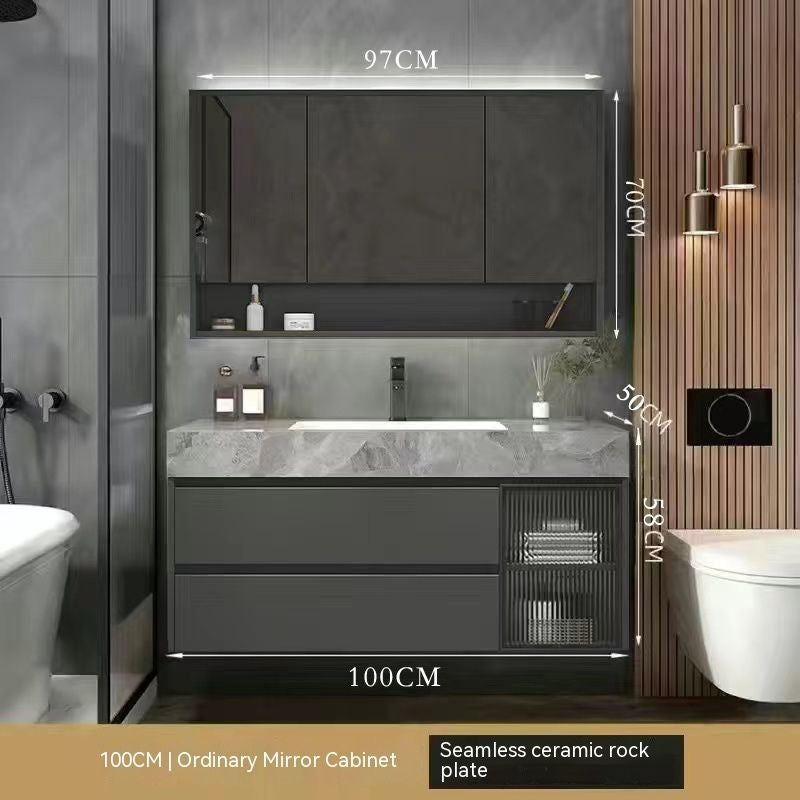 Kabinet Kaca Pintar Penyimpanan Bilik Mandi QW- Rockboard Sinki 