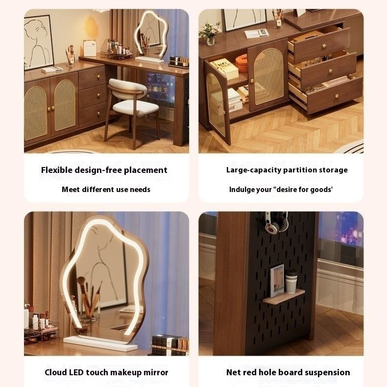 Solid Wood Mirror One Cabinet, Modern Bedside Table, Dressing Table