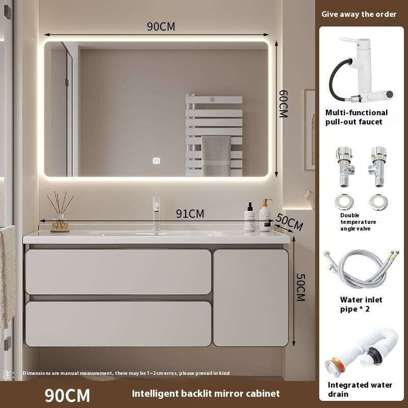 QW- Real wood storage cabinet smart mirror in the bathroom, bathroom sink
