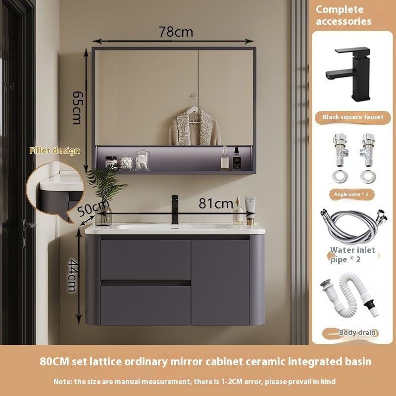 QW- Ins Style Storage Cabinet, Smart Mirror Cabinet for Bathroom, Bathroom Sink Set