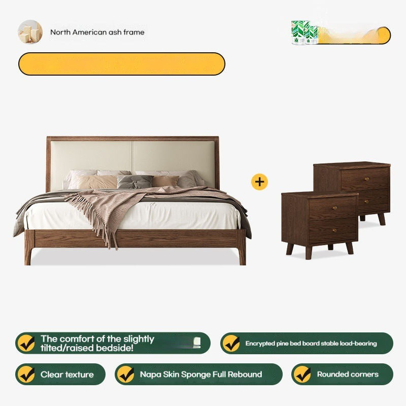 White Solid Wood 1.5 Modern Simple Soft Pack Nordic Home 1.8 Meters Large Bedroom Single Bed