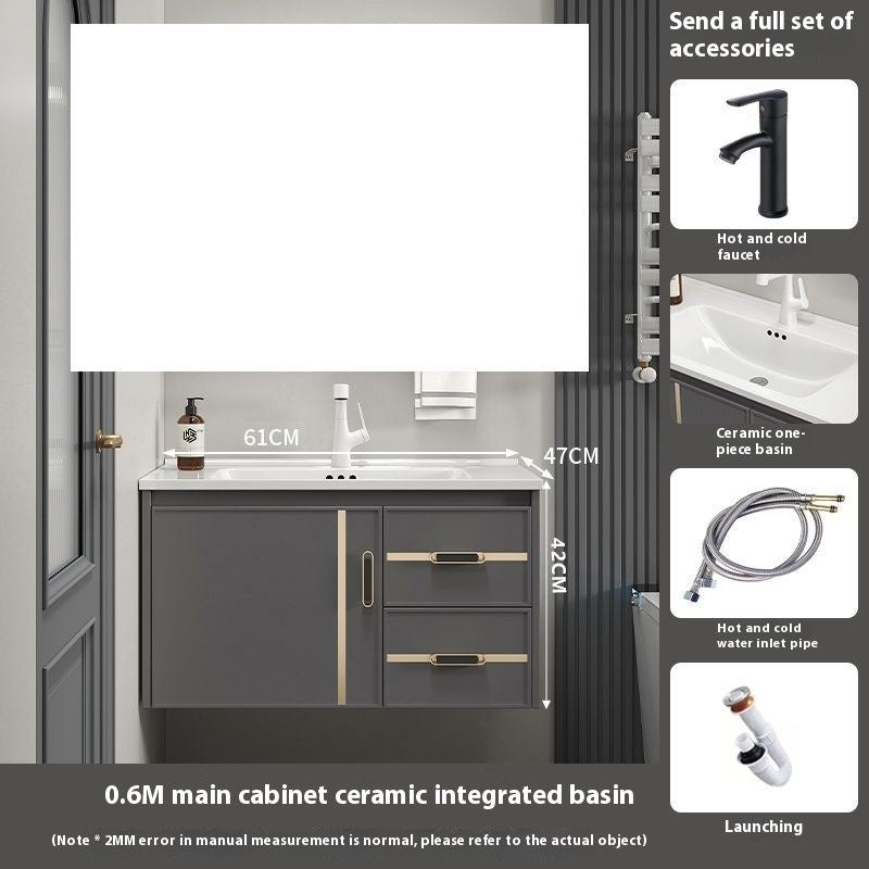 Kabinet Penyimpanan Aluminium QW- Cermin Pintar Set Sinki Bilik Mandi 