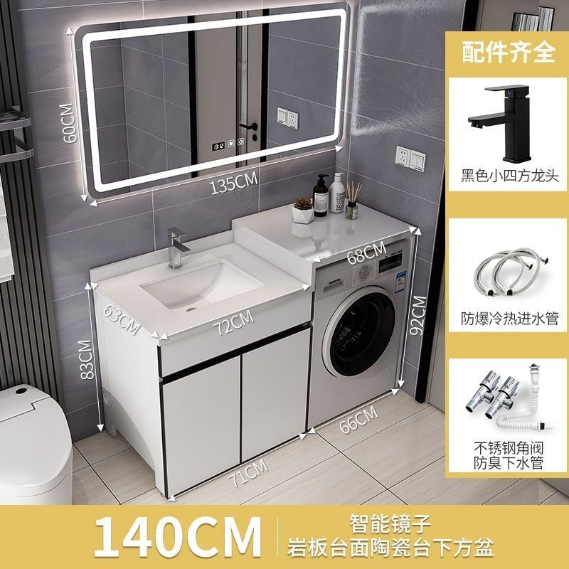 QW- Aluminum Bathroom Cabinet Set with Sink and Countertop Washing Machine