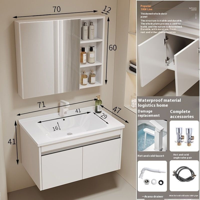 QW- alloy Aluminum makes a storage cabinet for the bathroom, mirror cabinet, and sink set.