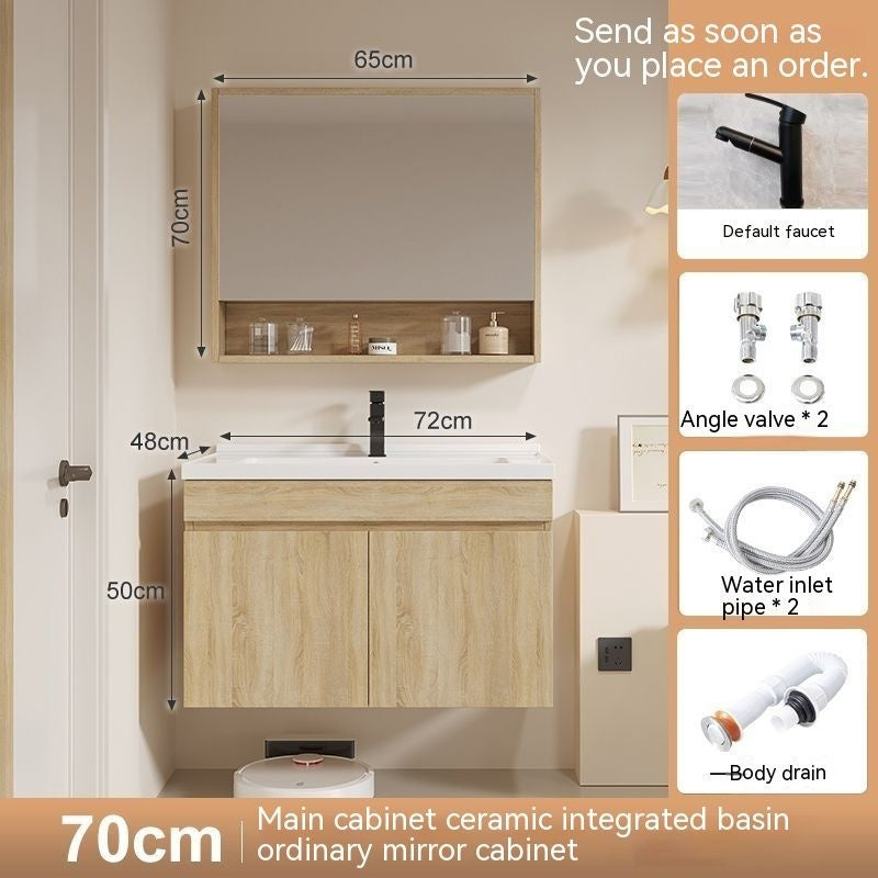 QW- Solid Wood Storage Smart Glass Cabinet, Bathroom Basin, Can Install Water Heater