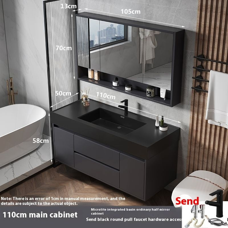 QW- Smart Glass Real Wood Storage Cabinet, Nano Bathroom Sink