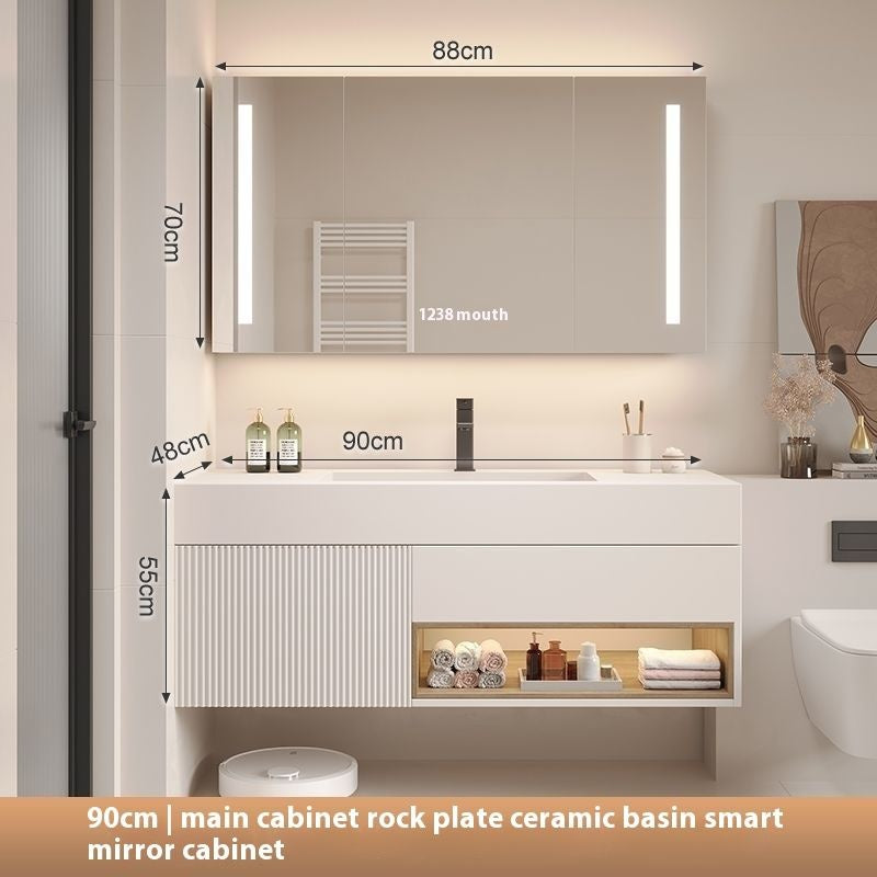 QW- White Storage Smart Mirror Cabinet in the Bathroom, Bathroom Sink
