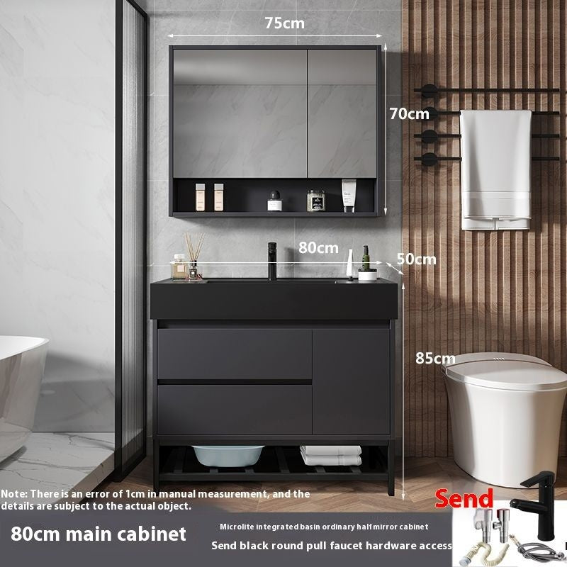 QW- Smart Glass Real Wood Storage Cabinet, Nano Bathroom Sink