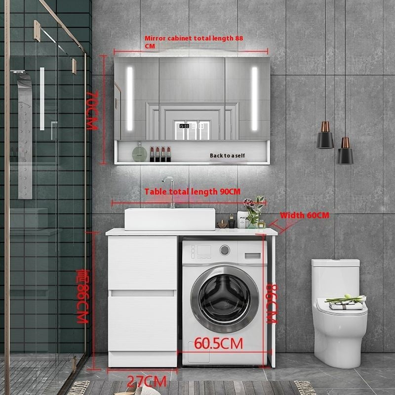 QW- Real Wood Storage Cabinet Bathroom Sink Set Washing Machine Table
