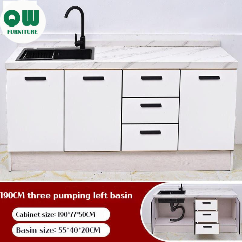 QW- Peralatan dapur Ketuhar mudah dipasang Singki marmar bersepadu Kaunter marmar Kabinet simpanan makanan dan minuman 