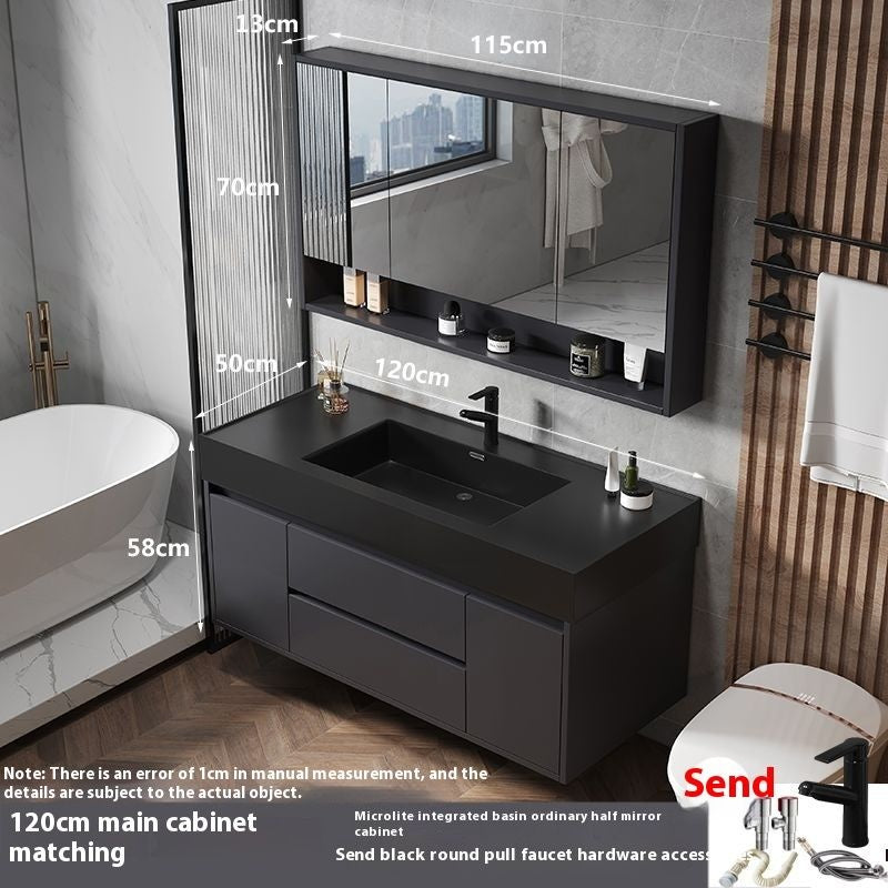 QW- Smart Glass Real Wood Storage Cabinet, Nano Bathroom Sink
