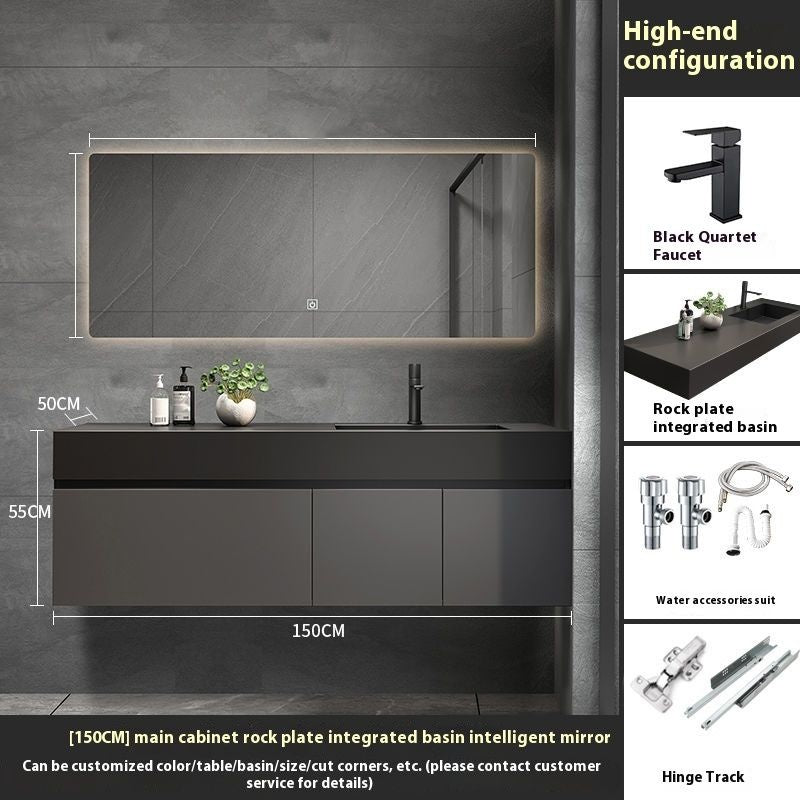 QW- Custom-made Real Wood Storage Cabinet Smart Mirror Sink in the Bathroom