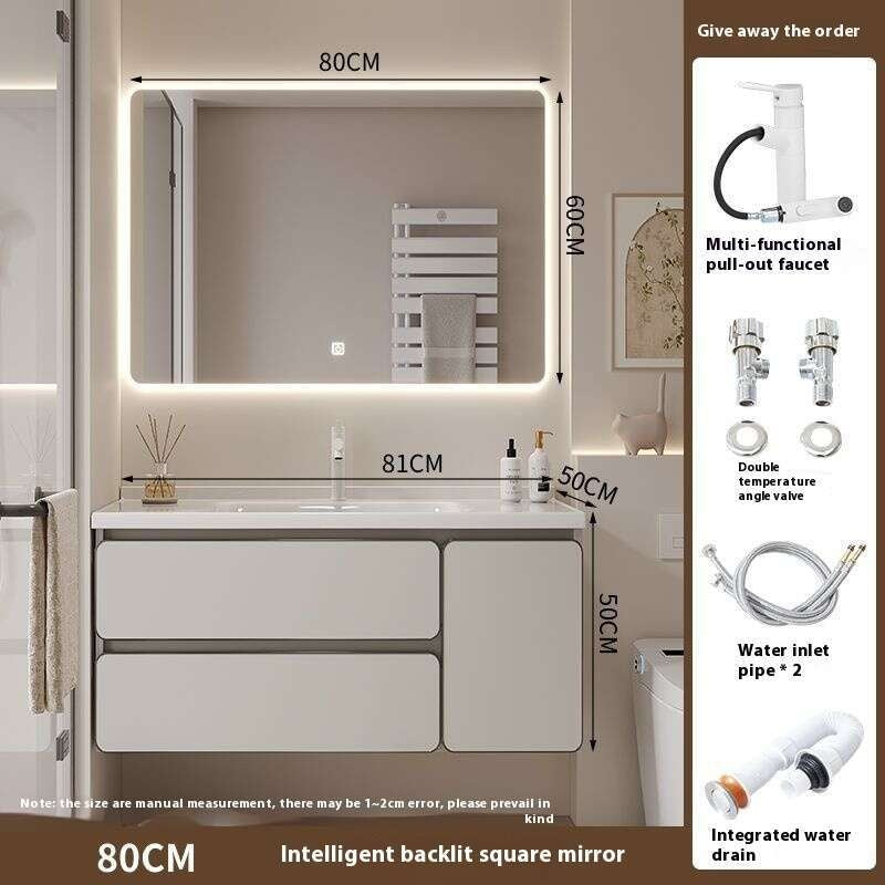 QW- Real wood storage cabinet smart mirror in the bathroom, bathroom sink