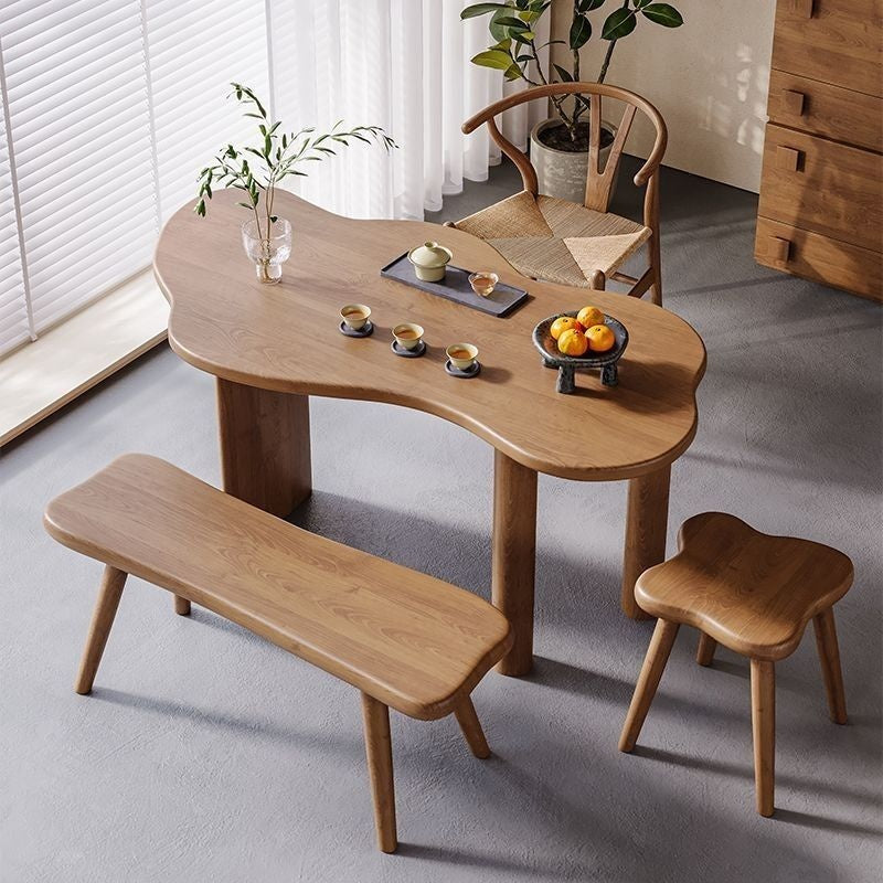 Special-shaped solid wood and chair combination, home living room, balcony, tea table, modern simple coffee table