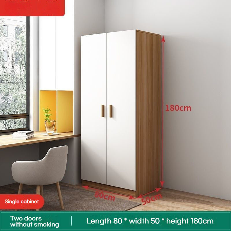 Solid Wood Home Bedroom Easy Assembly Rental House Wardrobe Simple Modern Small Sliding Style Storage Cabinet