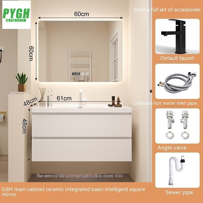 QW- White Storage Smart Mirror Cabinet, Bathroom Sink