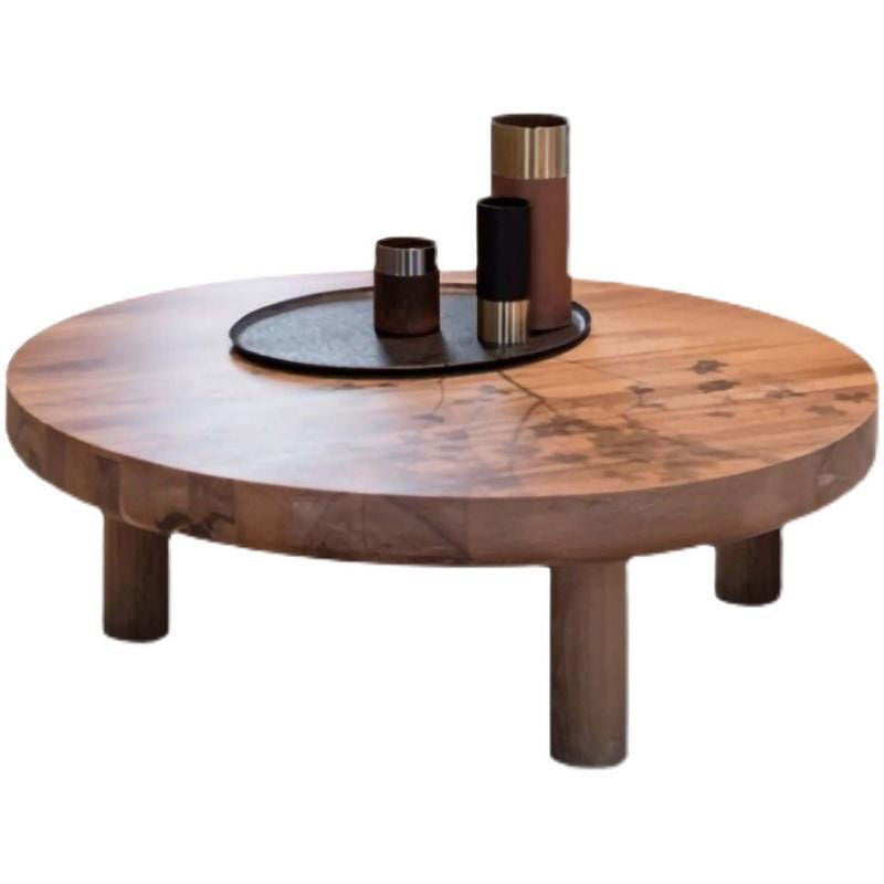 Solid Wood Coffee Color Login Modern Simple Nordic Wooden Tea Living Room Round Table for Home