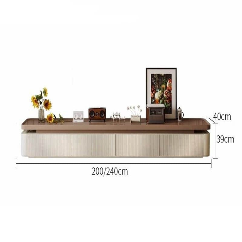 Modern Simple Living Room with Storage Drawer Coffee Table TV Cabinet Combo Set