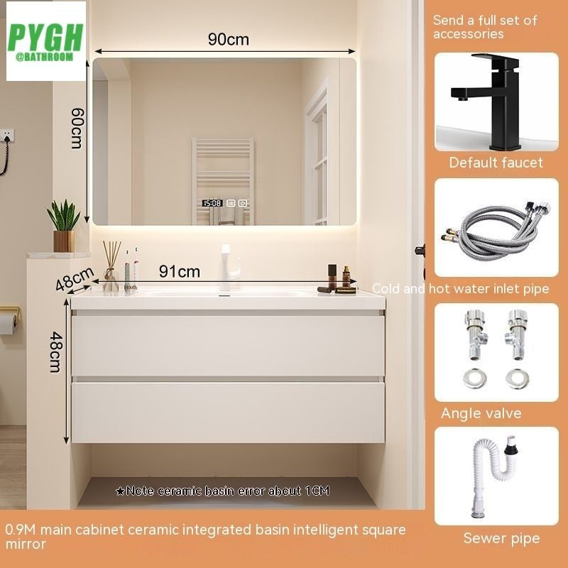 QW- White Storage Smart Mirror Cabinet, Bathroom Sink