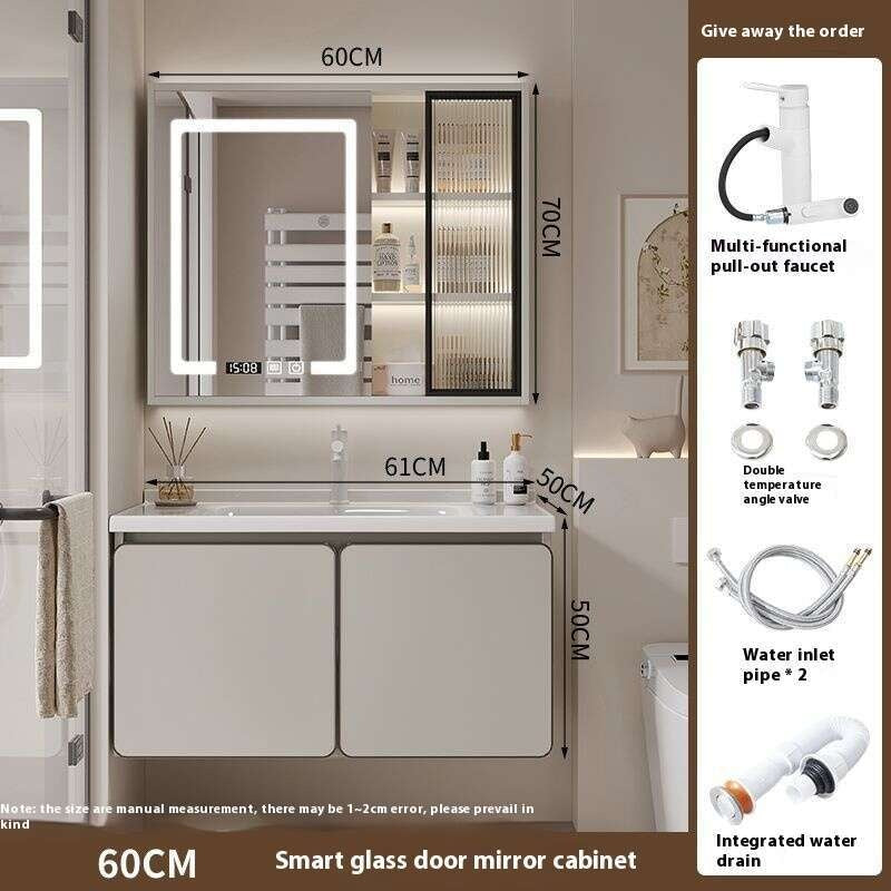 QW- Real wood storage cabinet smart mirror in the bathroom, bathroom sink