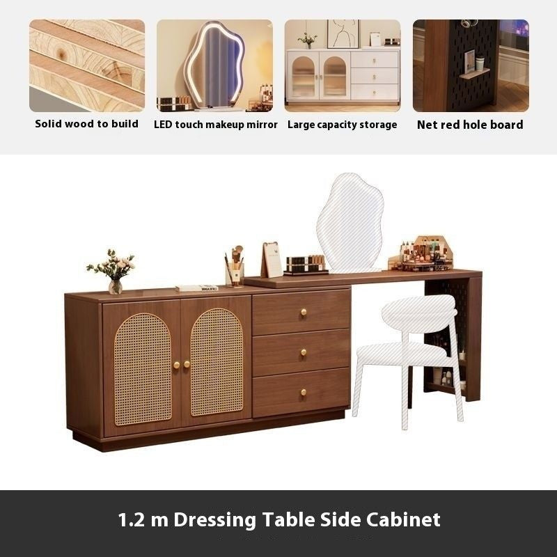 Solid Wood Mirror One Cabinet, Modern Bedside Table, Dressing Table