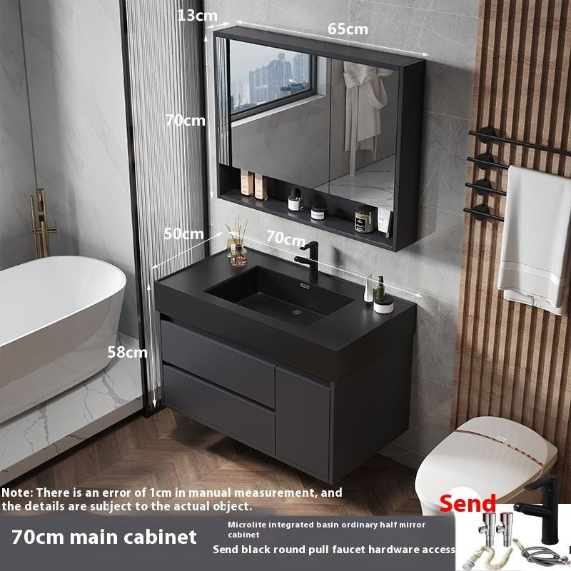 QW- Smart Glass Real Wood Storage Cabinet, Nano Bathroom Sink