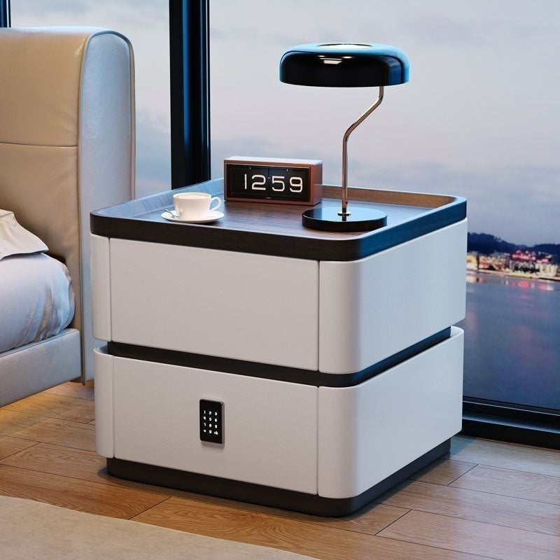 Elegant Decorative Table with Lock Modern Home Bedroom Italian Style Simple Storage Bedside Cabinet High-end Feeling